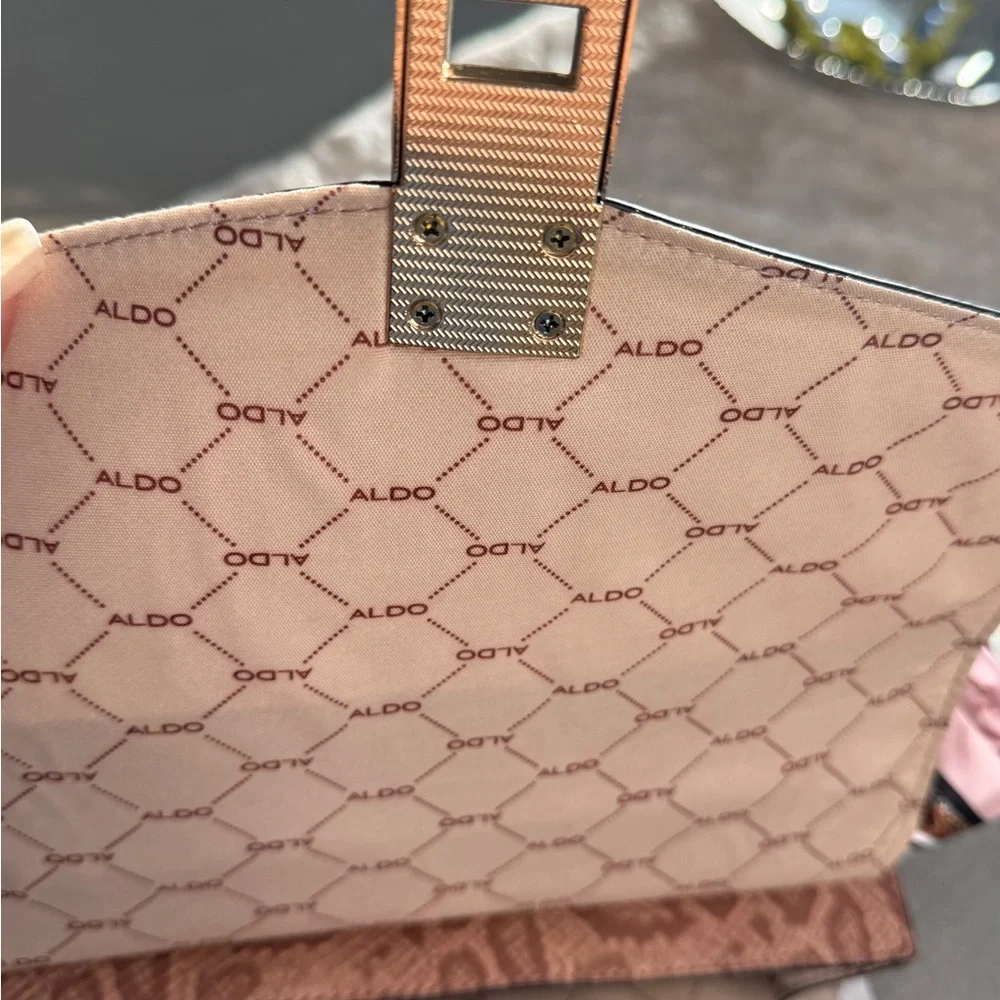 Aldo Caiilla Top Handle Satchel Snake Print + Chain Detail - Picture 11 of 16